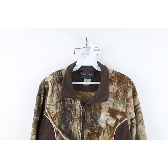 Vtg Y2K Streetwear Womens L Faded Realtreee Camouflage Half Zip Fleece Jacket - Picture 2 of 14